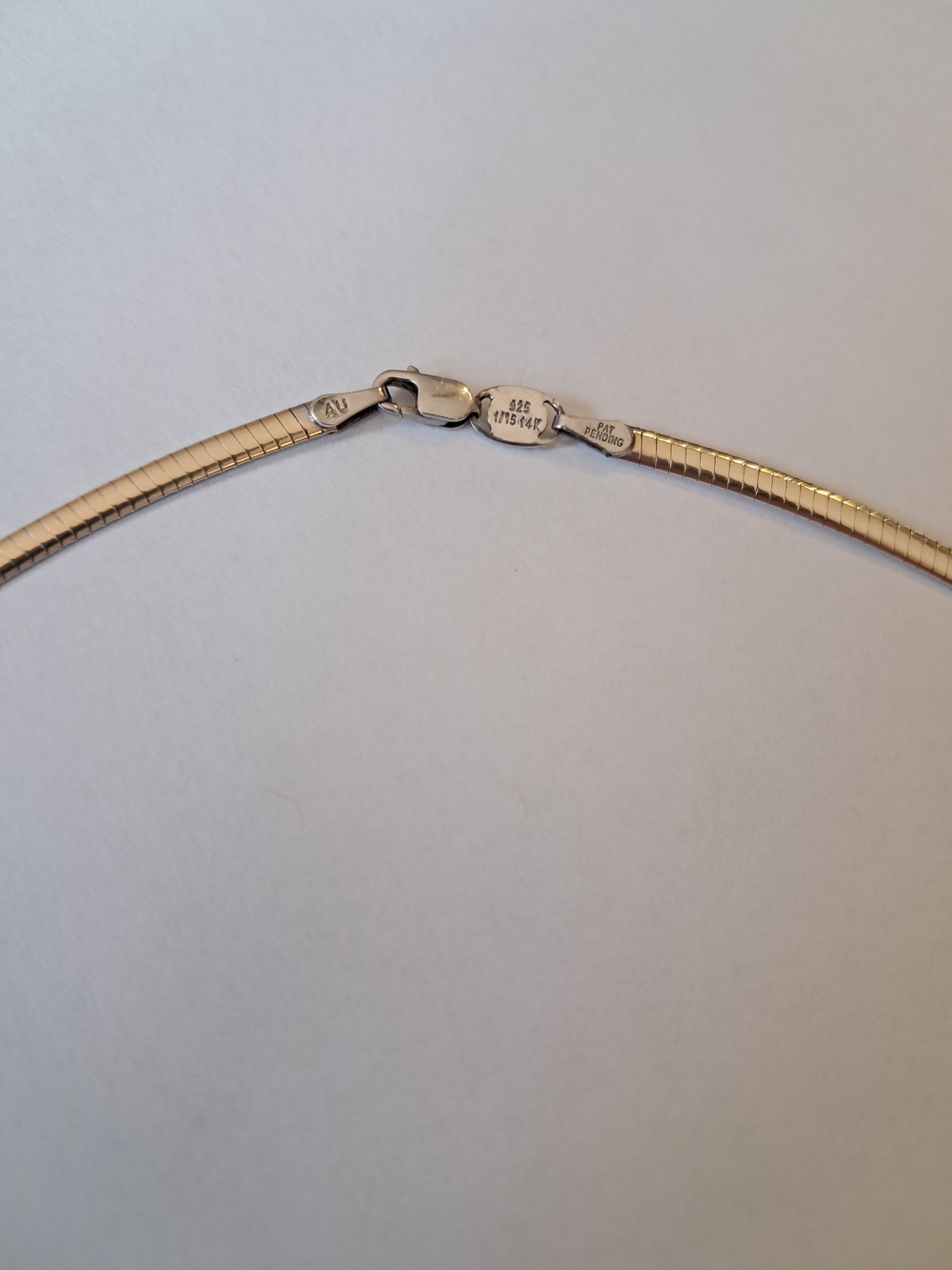 10K Gold & Sterling Silver Reversible Omega Chain Necklace 17-18" 925 1/15 - Picture 8 of 12